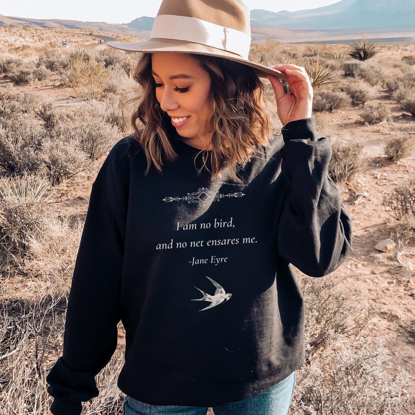 I am no Bird Gothic Black Sweatshirt | Jane Eyre | Starlit Prose bookish merch