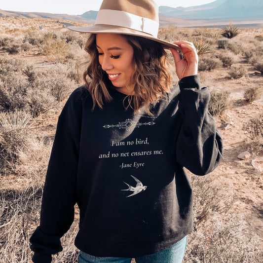 I am no Bird Gothic Black Sweatshirt | Jane Eyre | Starlit Prose bookish merch