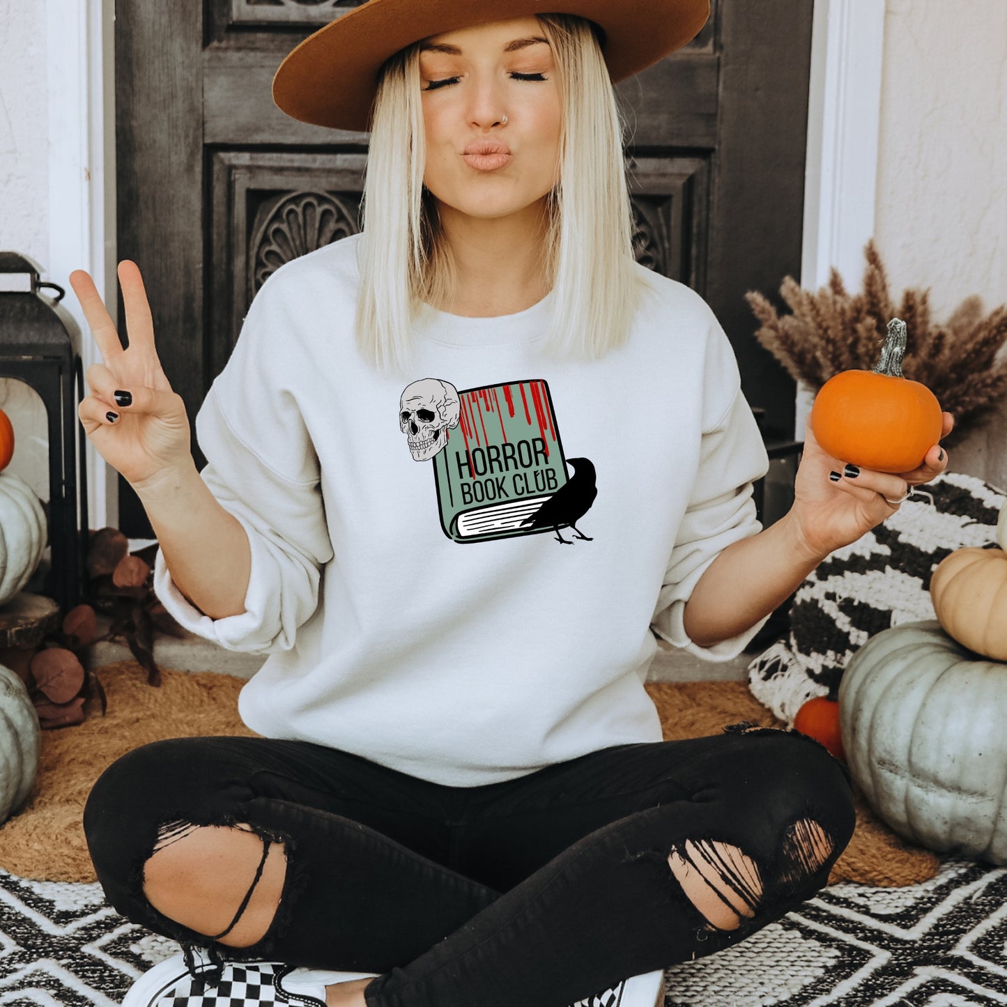 Horror Book Club White Classic Sweatshirt