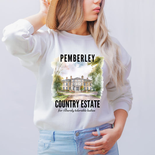 Pemberley Country Estate White Sweatshirt | Jane Austen | Starlit Prose bookish merch