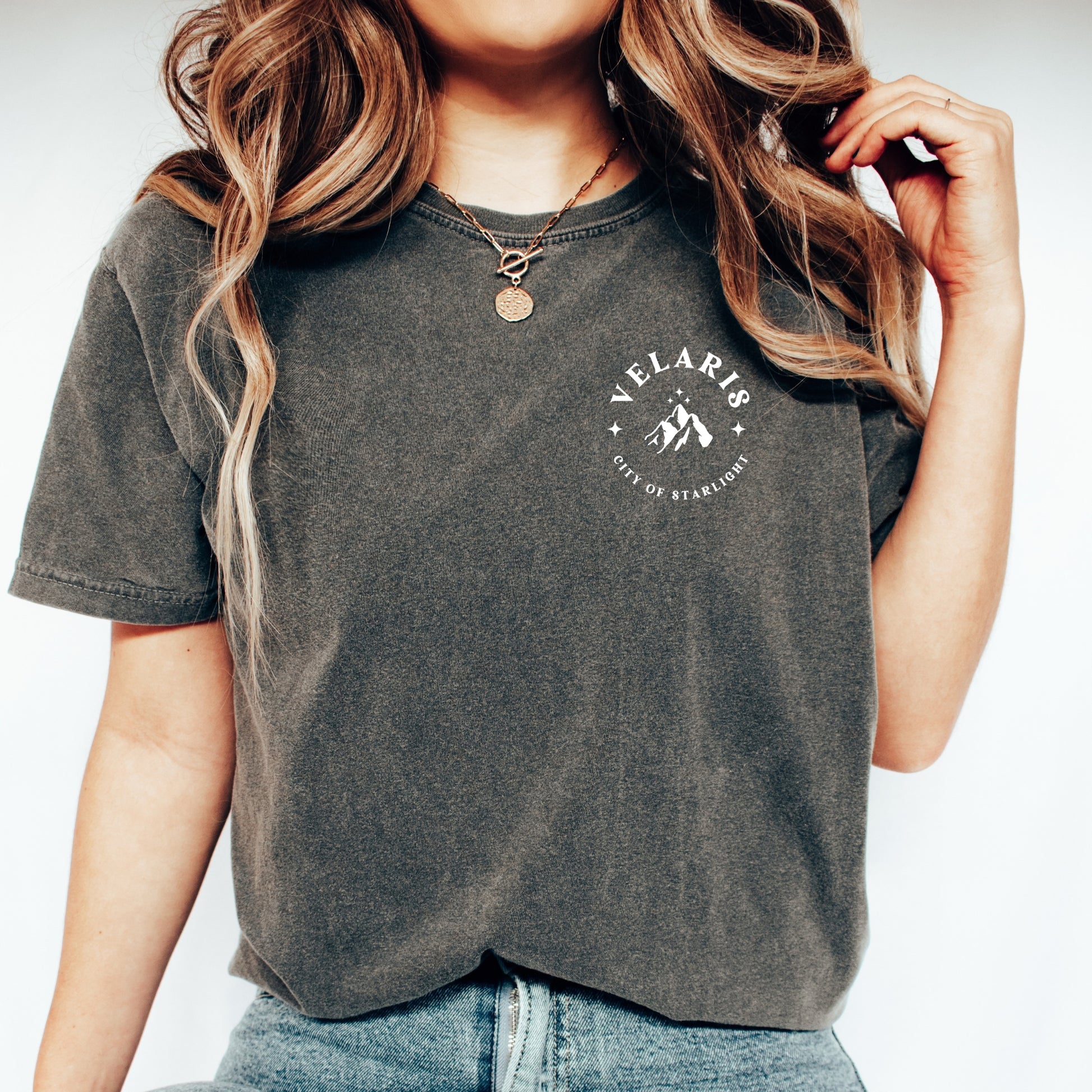 Velaris City of Starlight Front Pepper Comfort Colors T-Shirt