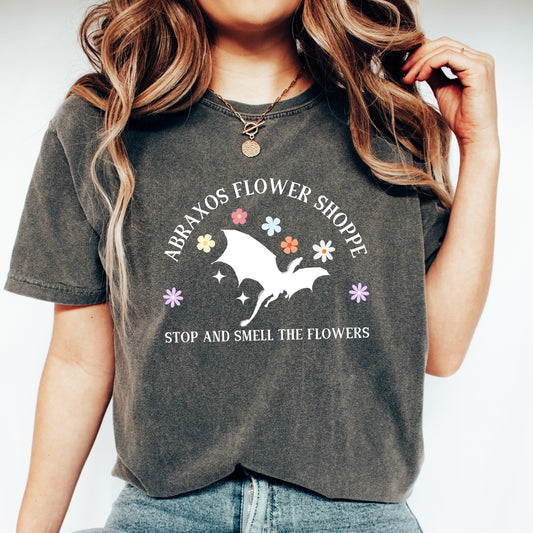 Abraxos Flower Shoppe Pepper Comfort Colors T-Shirt |Throne of Glass Merch