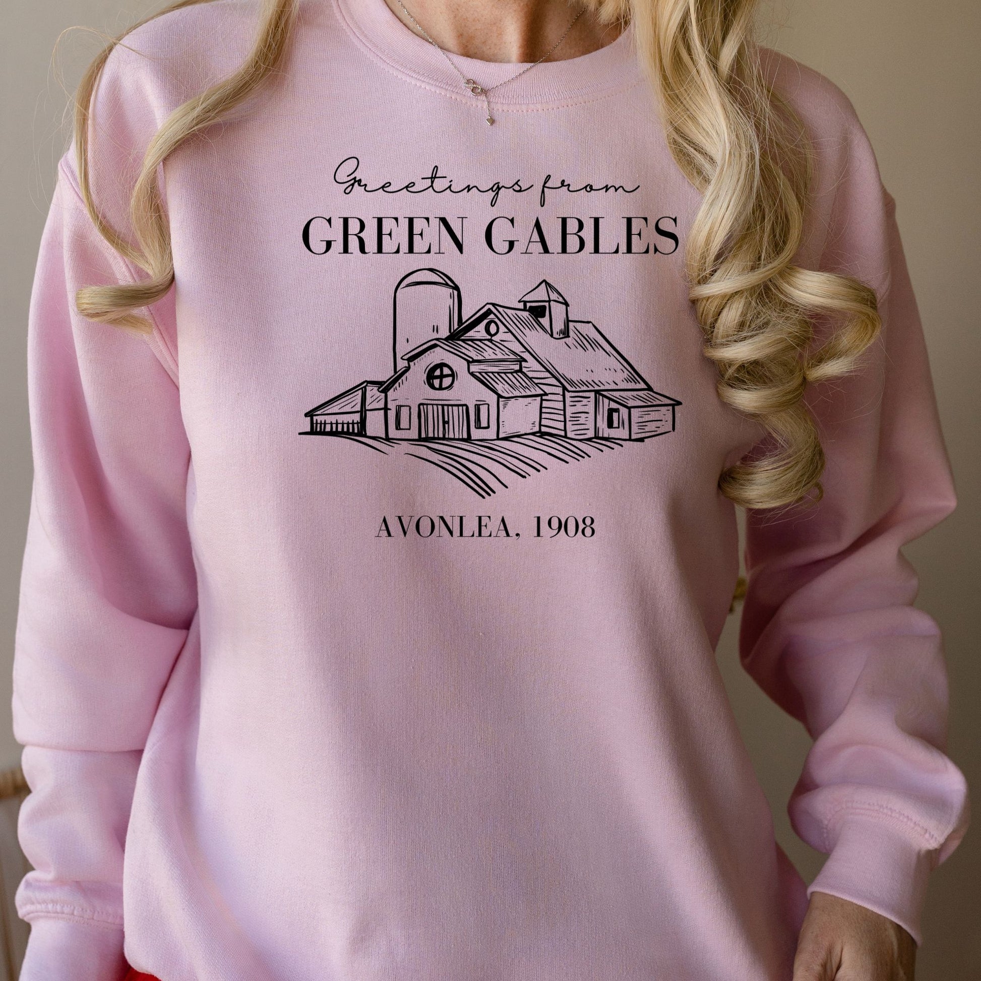 Anne of Green Gables Farmhouse Pink Sweatshirt | L.M MONTGOMERY | Starlit Prose bookish merch