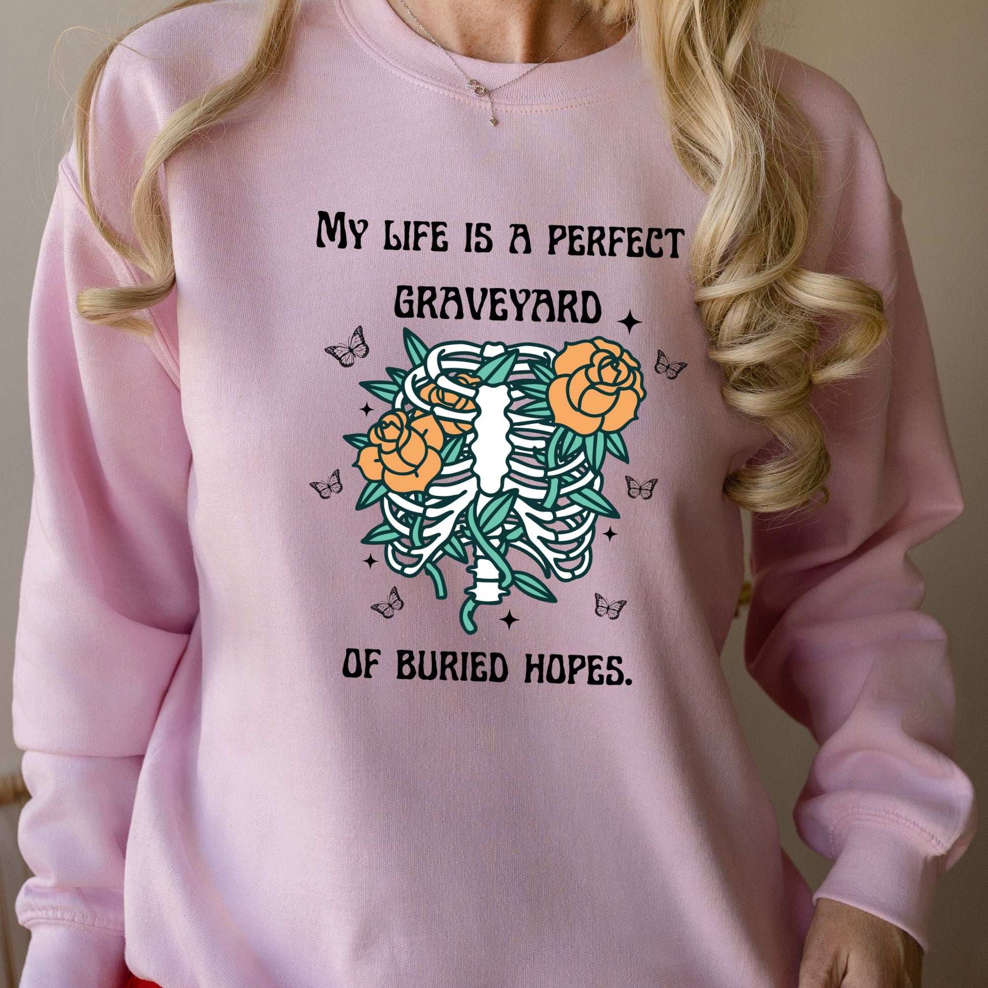 Anne of Green Gables Graveyard of Hopes Pink Sweatshirt | L.M MONTGOMERY | Starlit Prose bookish merch
