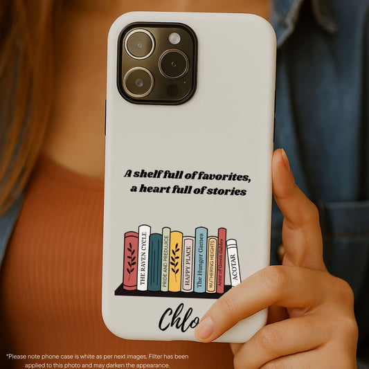 Custom Bookshelf Tough Phone Case | Personalised Gift for Readers | Starlit Prose bookish merch