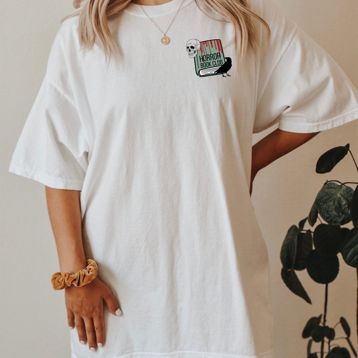 Horror Book Club Comfort Colors White Pocket T-Shirt