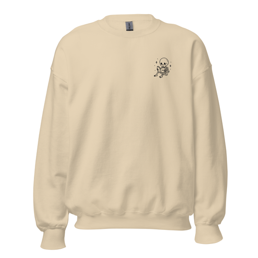 Cute Embroidered Skeleton Reading Sweatshirt