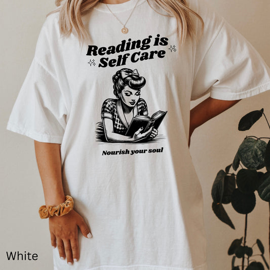 Reading is Self Care Comfort Colors Bookish Shirt