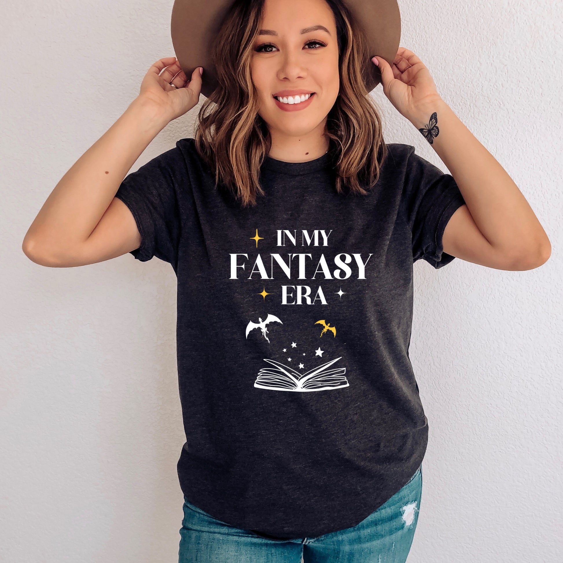 In my Fantasy Era Dark Grey Heather T-Shirt | Dragon Riders Bookish Merch | Ink and Stories