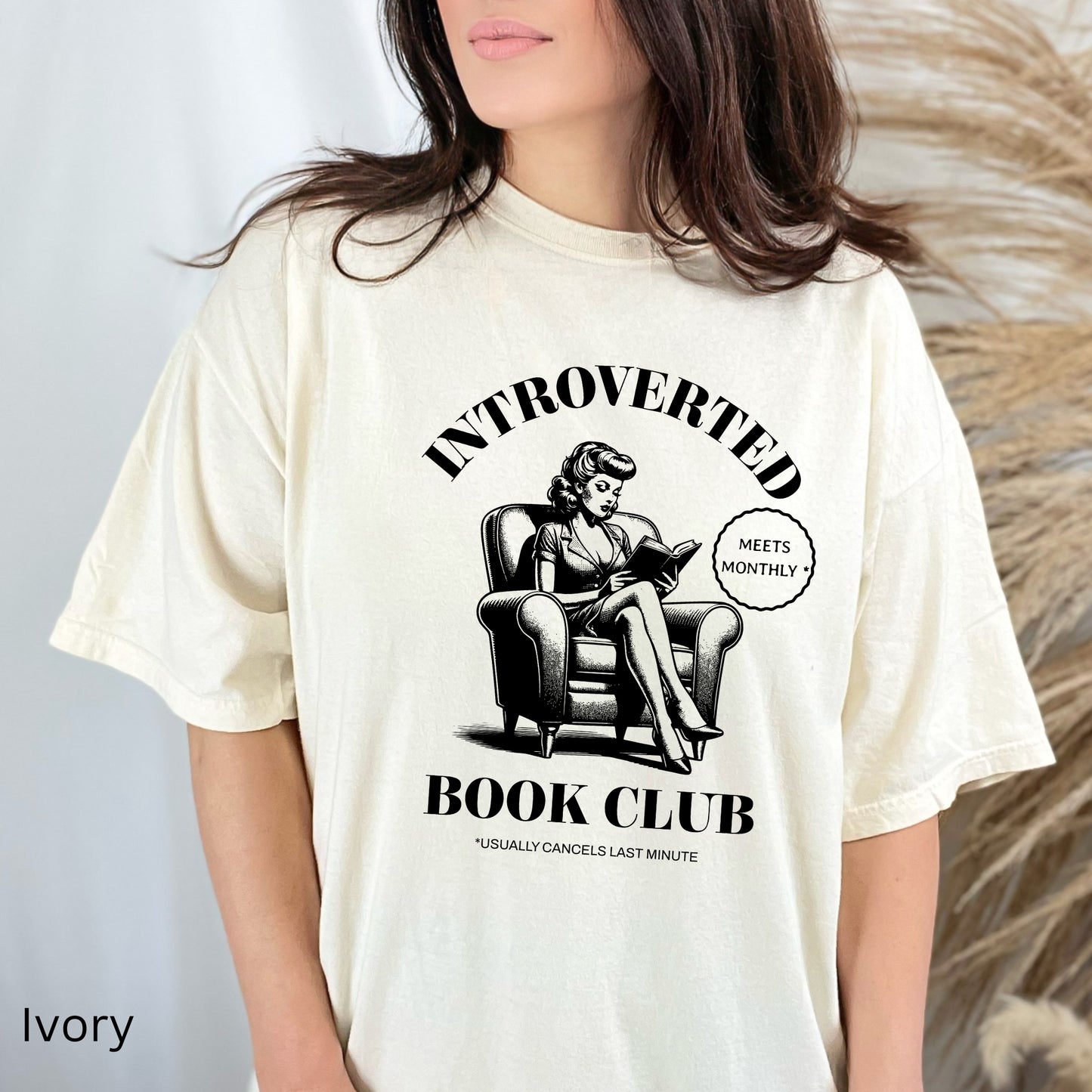 Introverted Book Club Ivory Comfort Colors TShirt | Starlit Prose bookish merch
