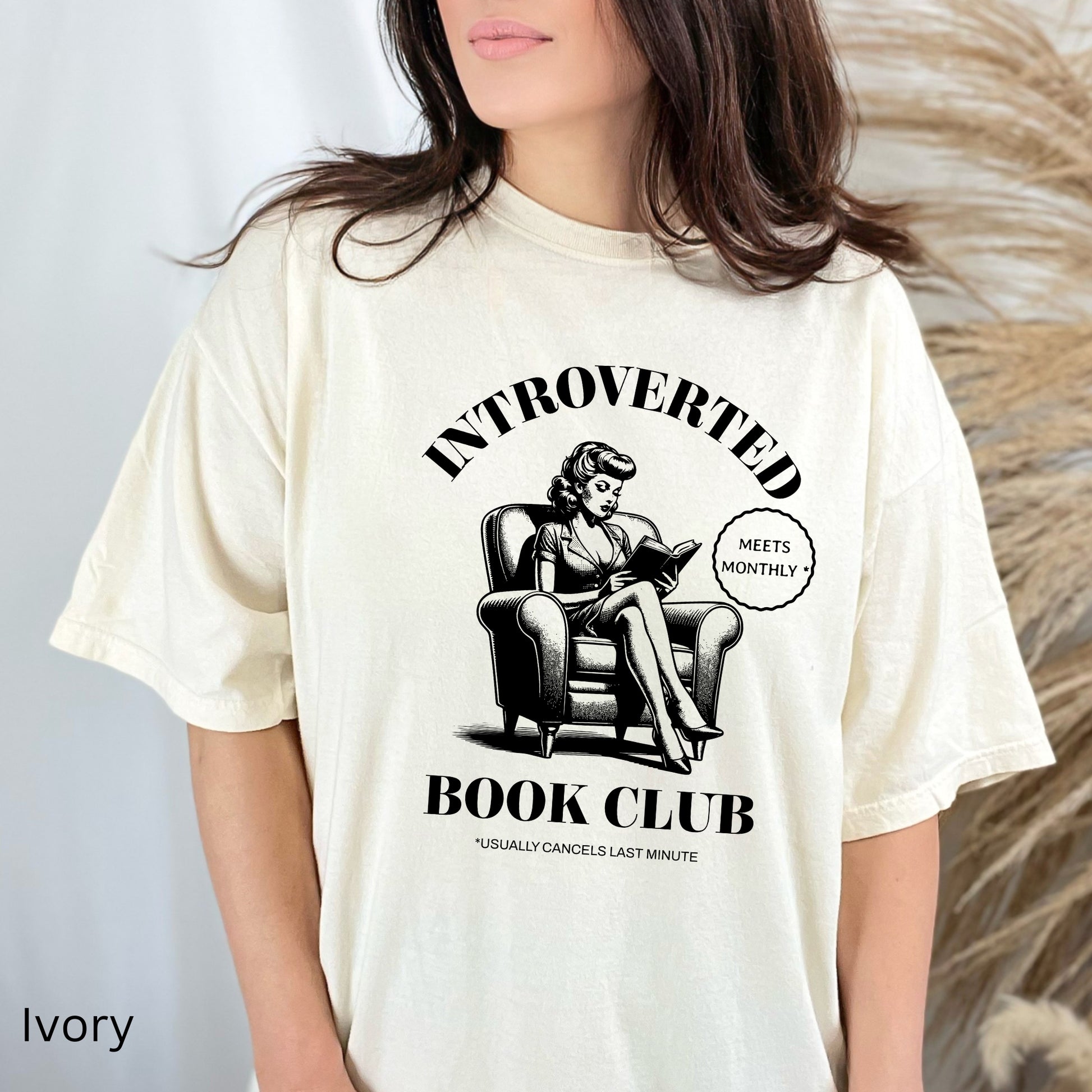 Introverted Book Club Ivory Comfort Colors TShirt | Starlit Prose bookish merch