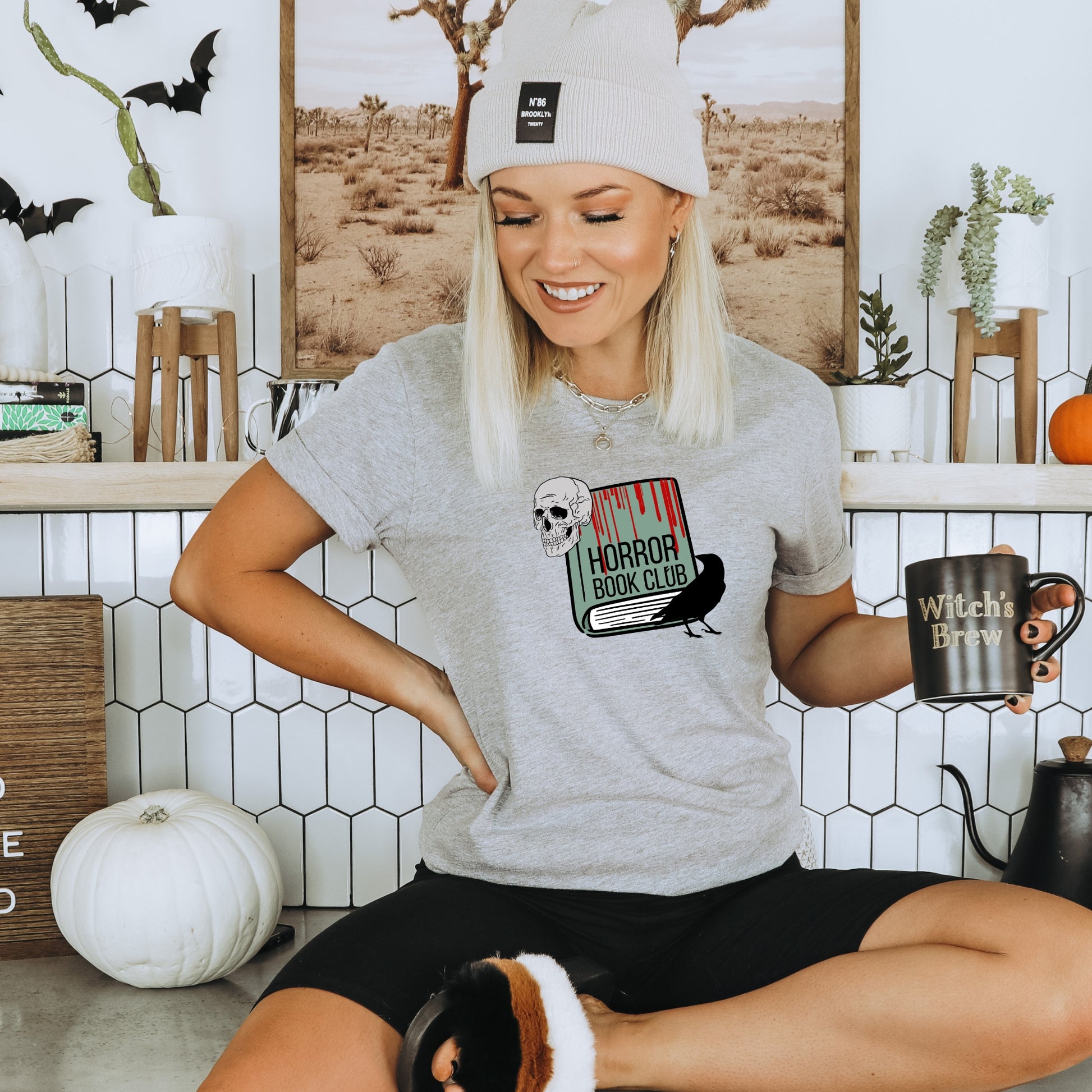 Horror Book Club White Pocket T-Shirt Horror Book Club Grey T-Shirt