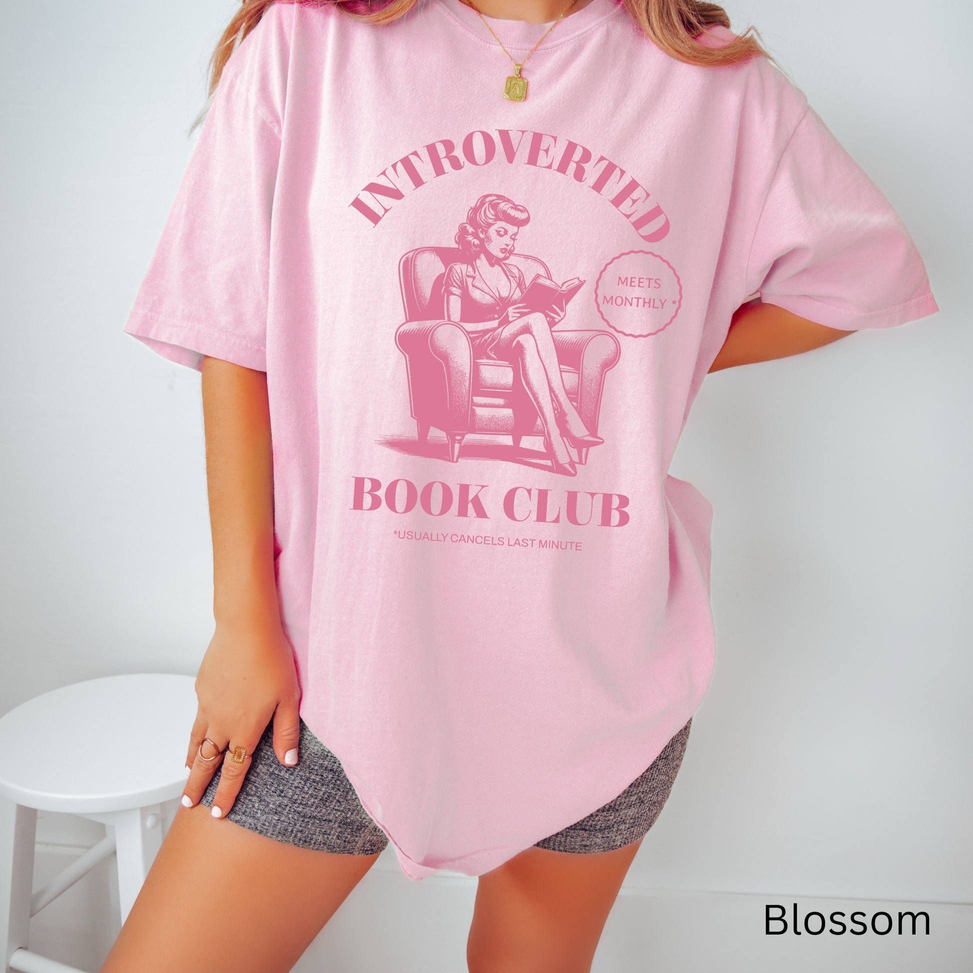 Introverted Book Club Blossom Comfort Colors TShirt | Starlit Prose bookish merch