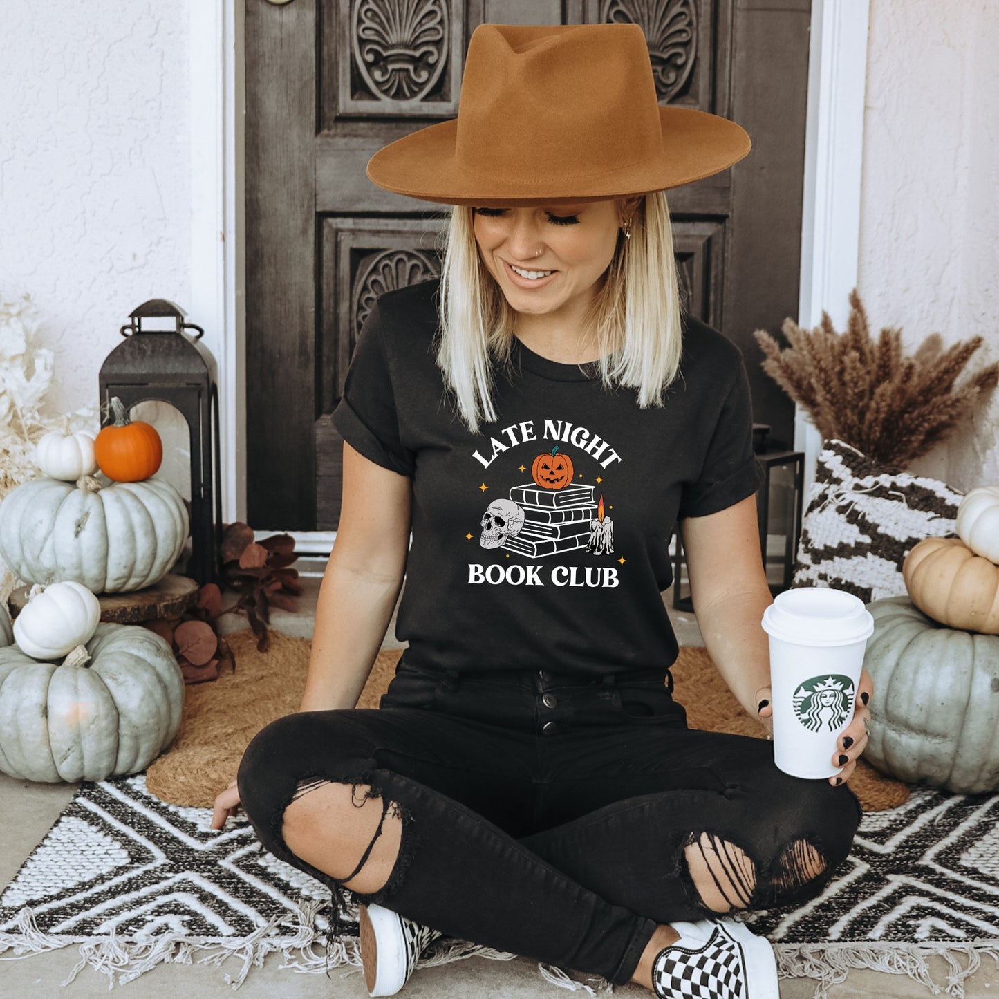 Late Night Book Club Black T-Shirt Bookish Halloween Ink & Stories