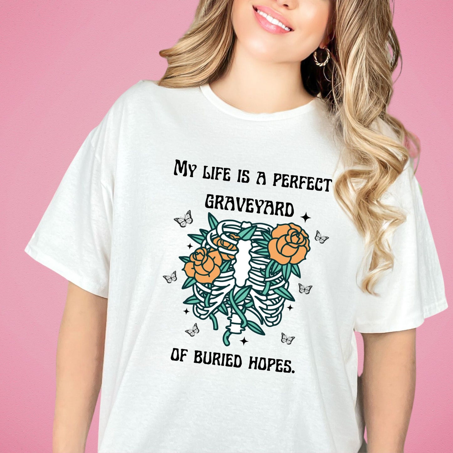 Anne of Green Gables Graveyard of Hopes White T-Shirt | L.M MONTGOMERY | Starlit Prose bookish merch