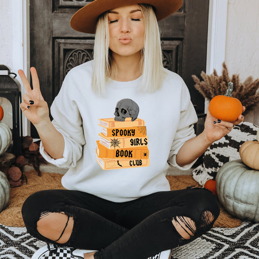 Spooky Girls Book Club White Sweatshirt | Bookish Halloween | Ink & Stories
