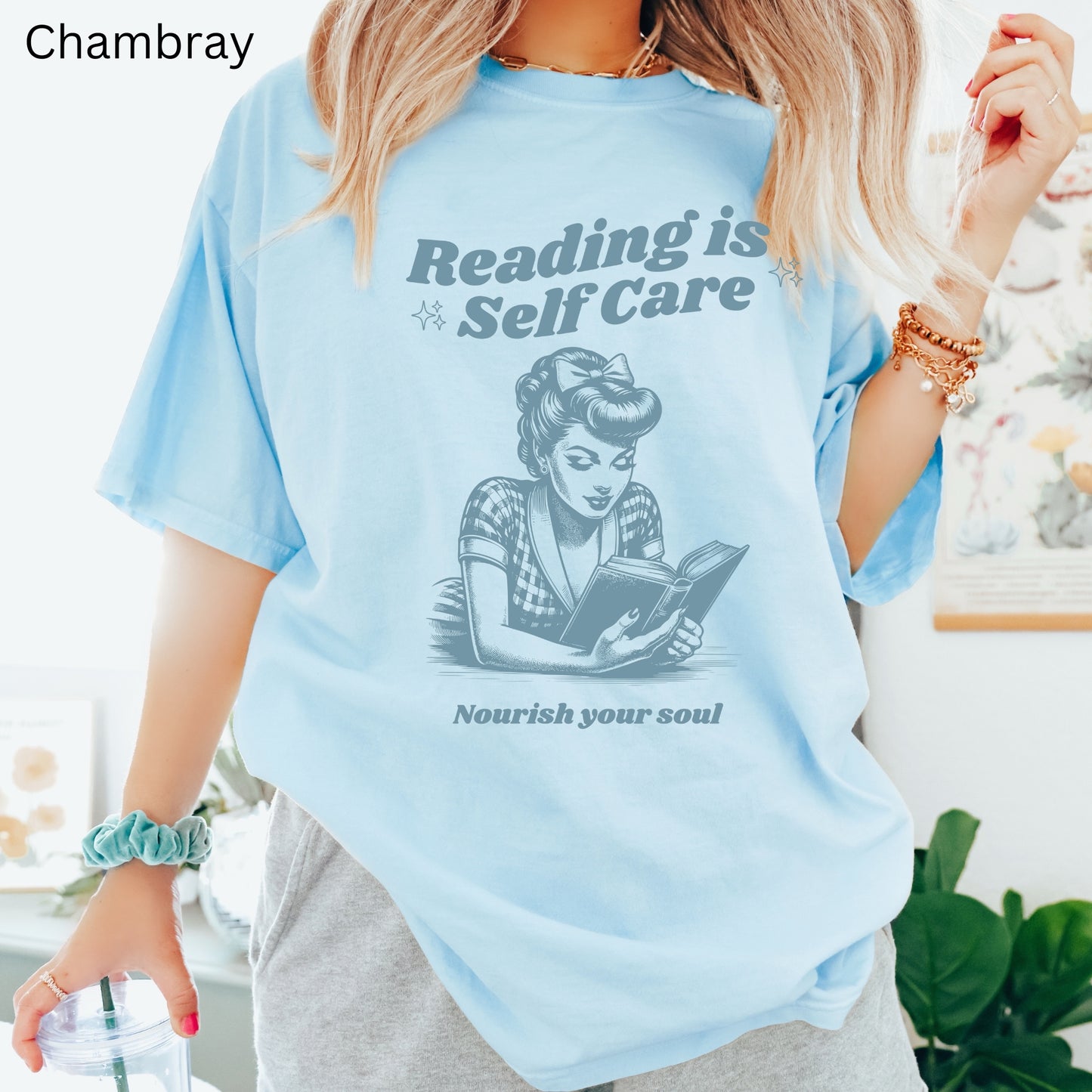 Reading is Self Care Comfort Colors Bookish Shirt