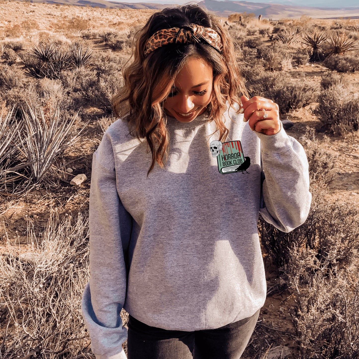 Horror Book Club Grey Pocket Sweatshirt