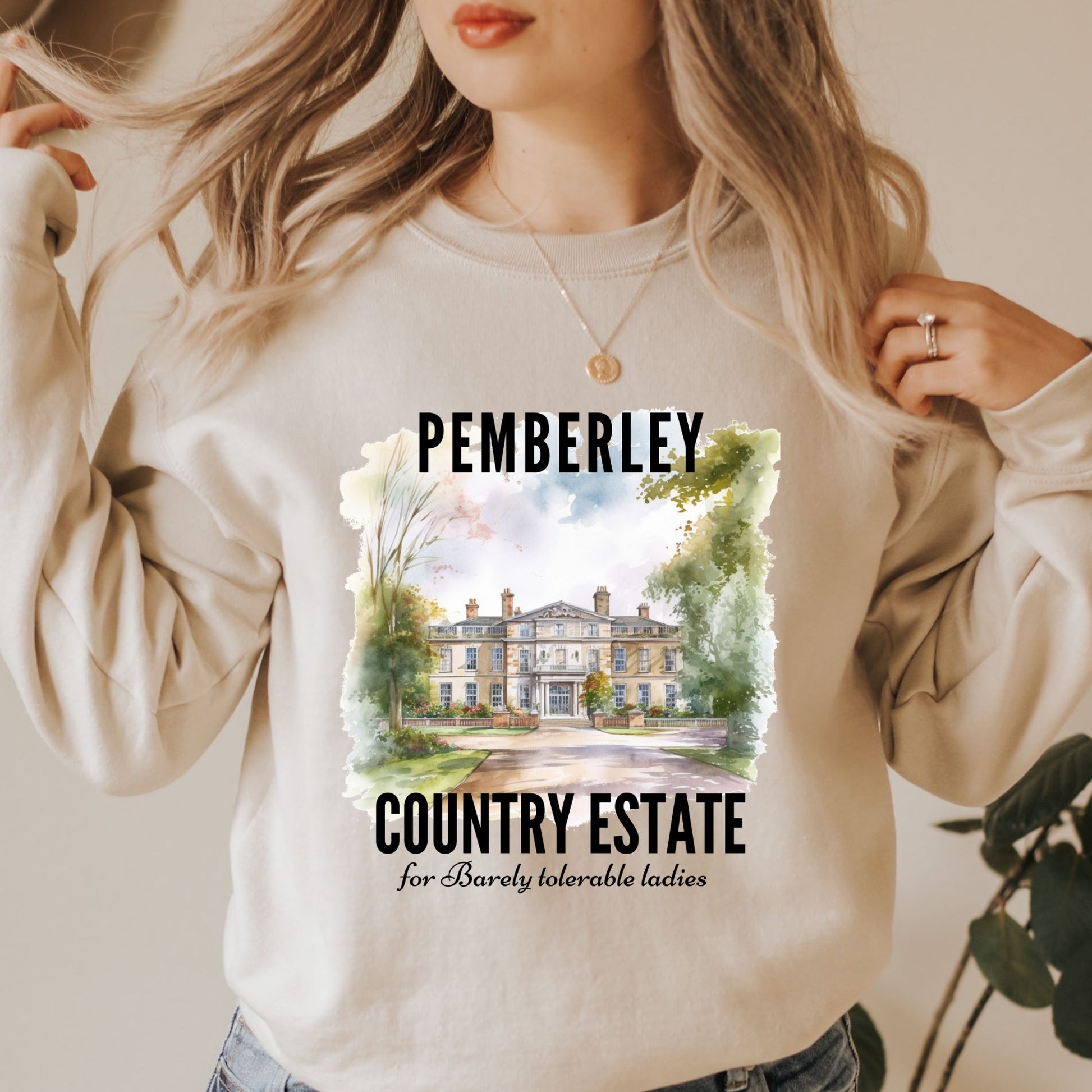 Pemberley Country Estate Sand Sweatshirt | Jane Austen | Starlit Prose bookish merch