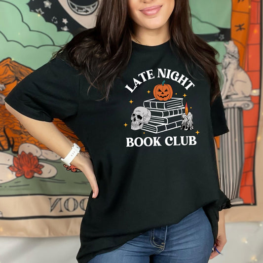 Late Night Book Club Comfort Colors T-Shirt | Bookish Halloween Gift