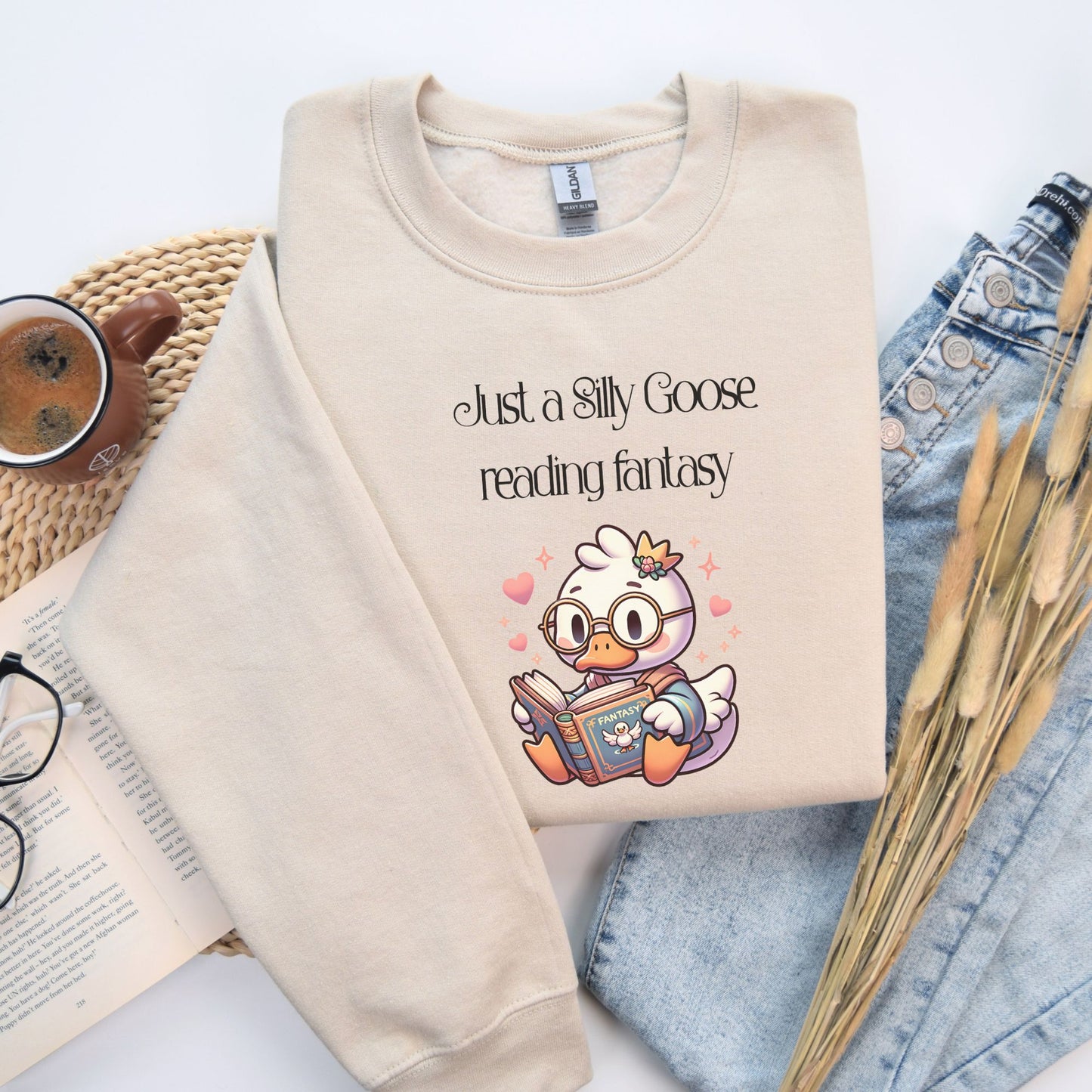 Silly Goose reading Fantasy Sand Sweatshirt | Starlit Prose Bookish Merch Australia