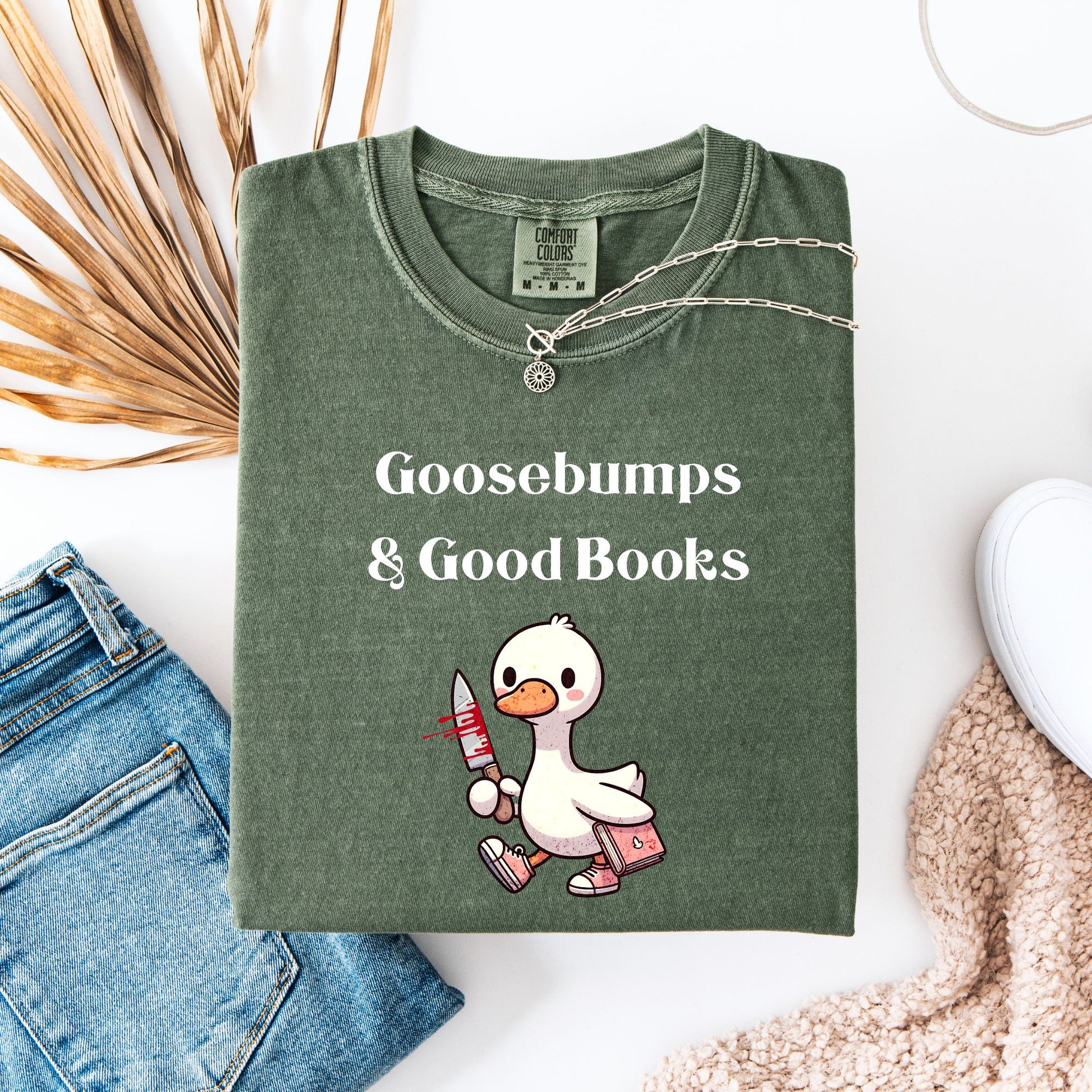 Silly Goose Horror Thriller Moss Comfort Colors | Starlit Prose Bookish Shirt