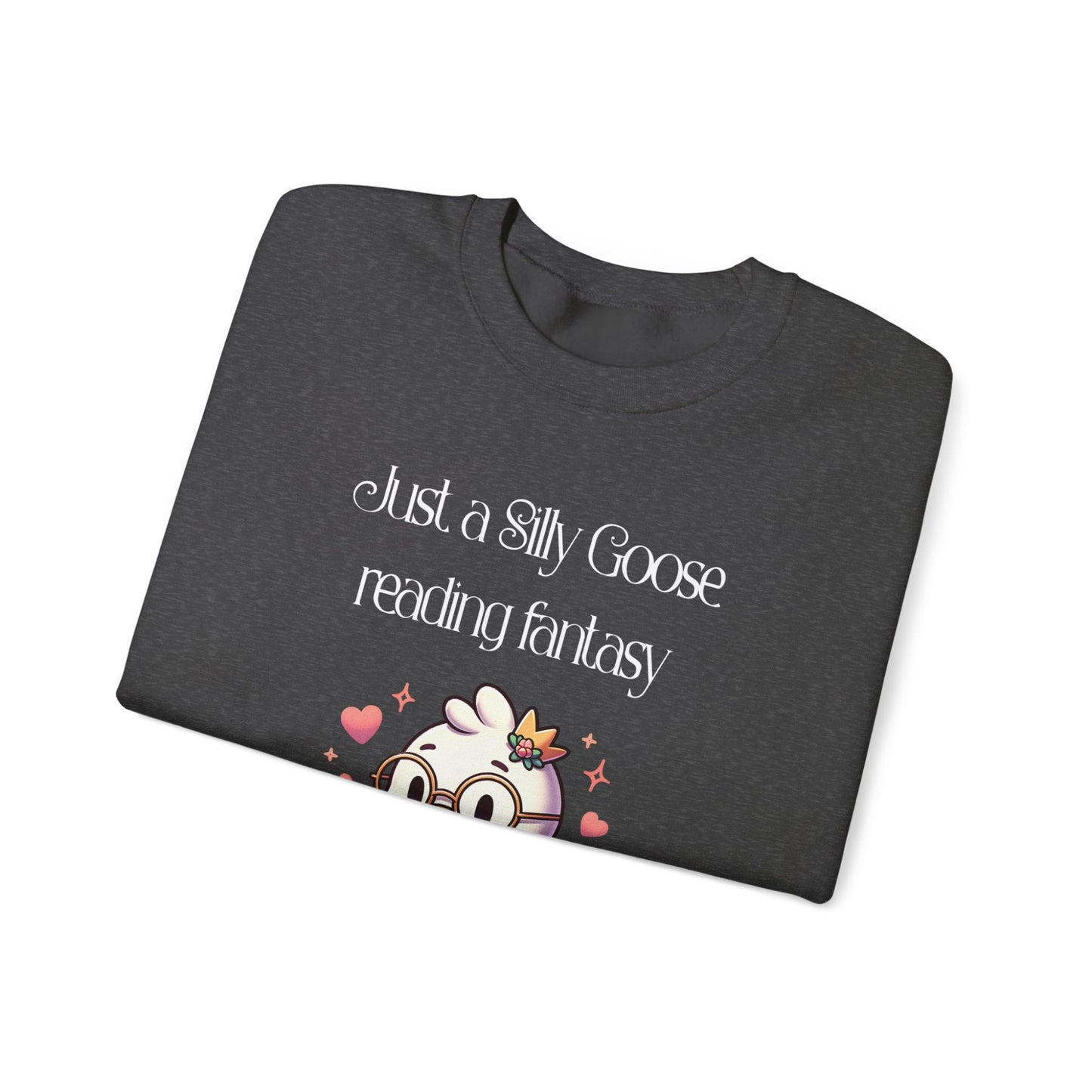 Silly Goose reading Fantasy Dark Heather Sweatshirt | Starlit Prose Bookish Merch Australia
