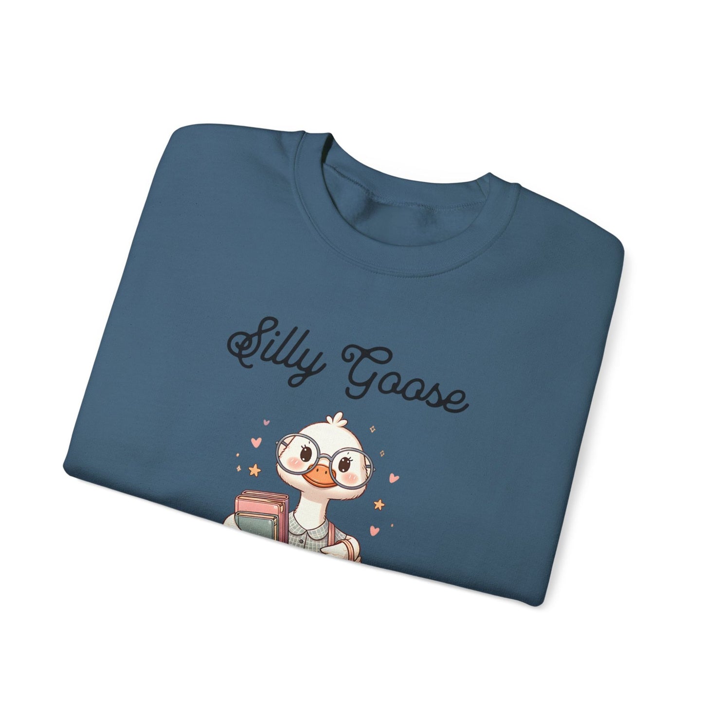 Silly Goose with a Library Card Indigo Blue Sweatshirt | Starlit Prose Bookish Merch