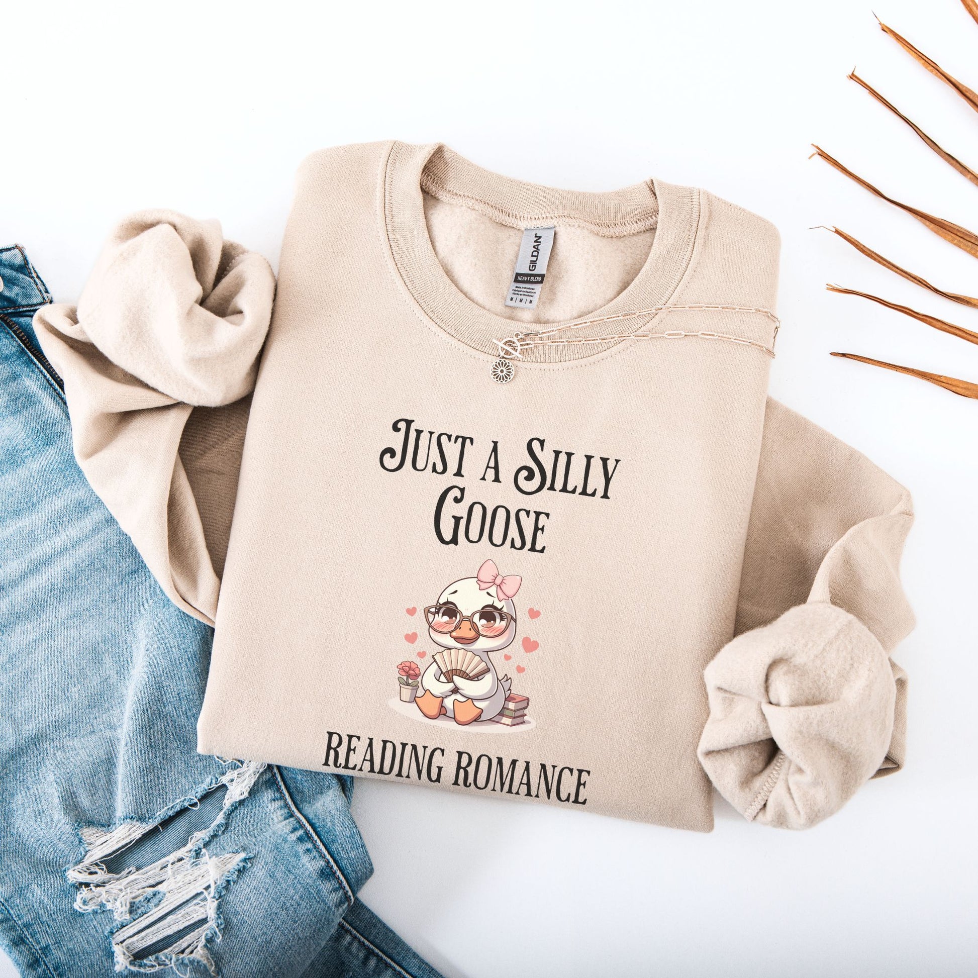 Silly Goose reading Romance Sand  Sweatshirt | Starlit Prose Bookish Merch Australia