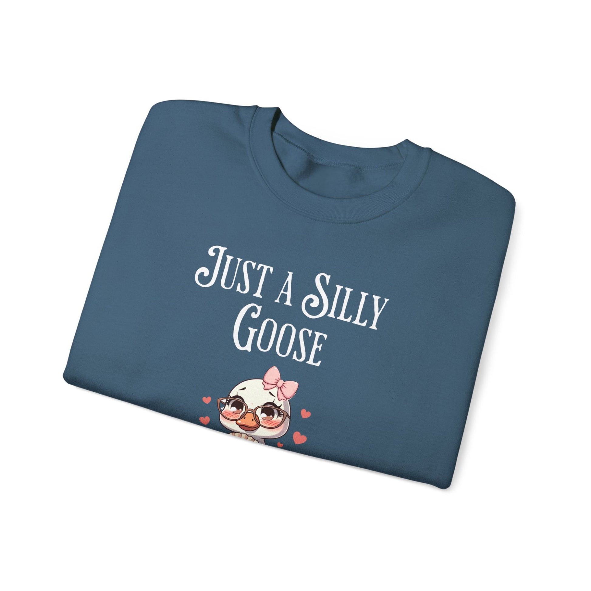 Silly Goose reading Romance Indigo Blue  Sweatshirt | Starlit Prose Bookish Merch Australia