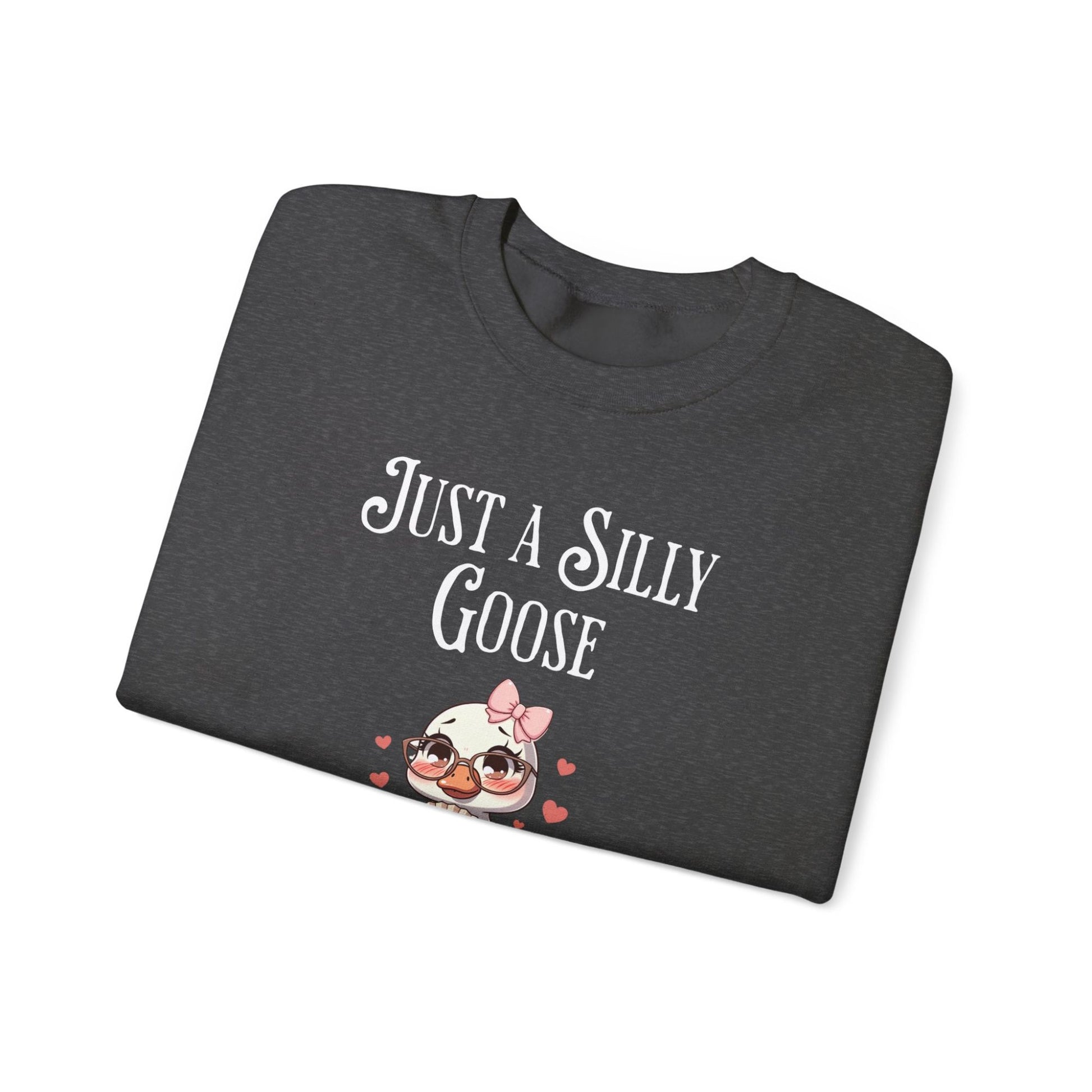 Silly Goose reading Romance Dark Heather  Sweatshirt | Starlit Prose Bookish Merch Australia