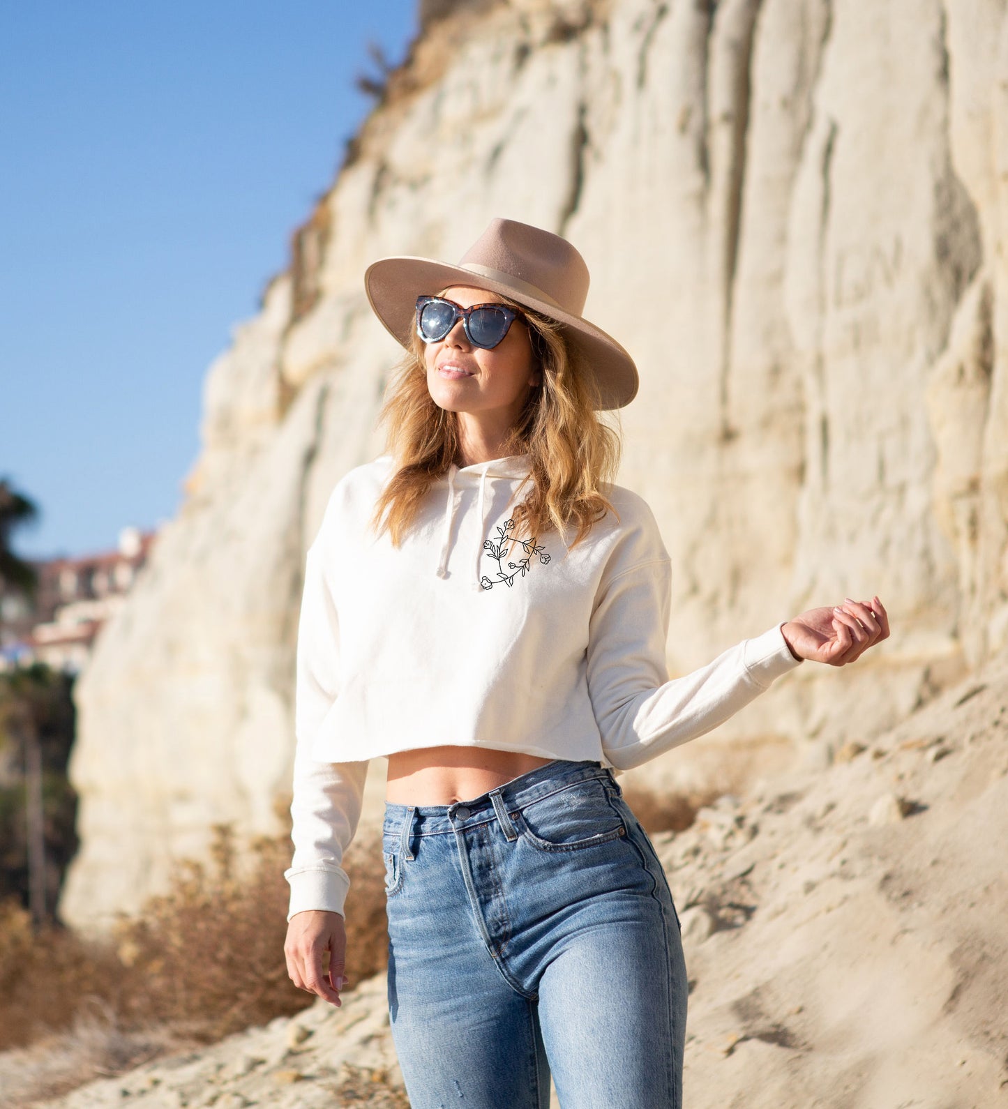 Cabeswater Floral Ley Lines White Womens Cropped Hoodie | The Raven Cycle