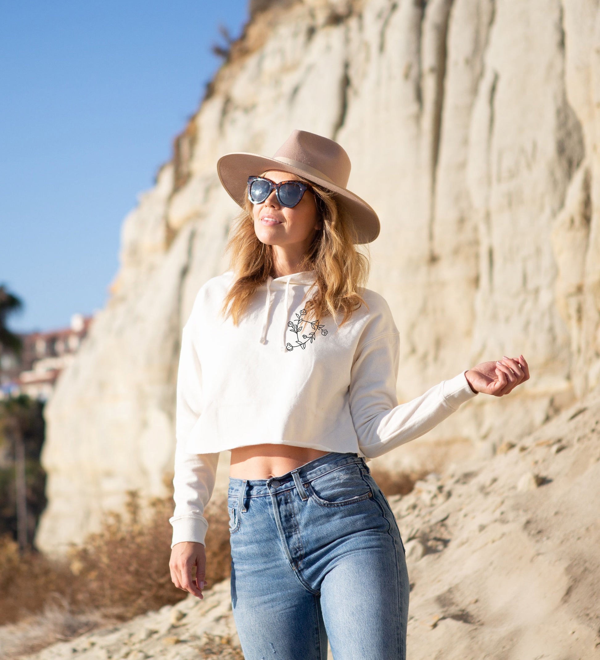 Cabeswater Floral Ley Lines White Womens Cropped Hoodie | The Raven Cycle