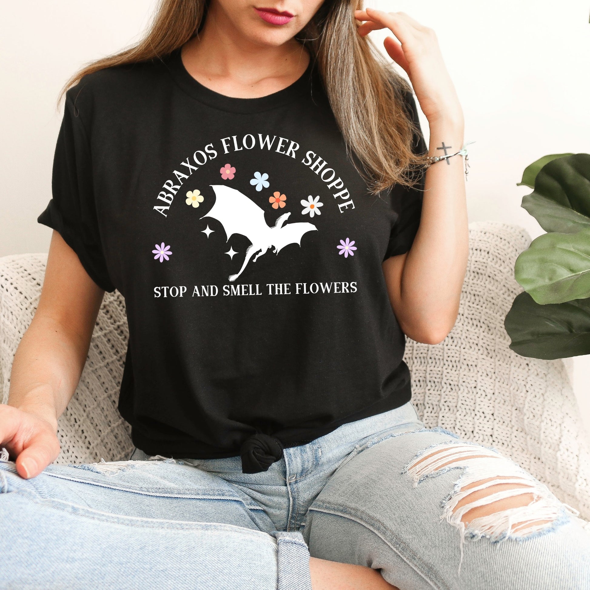 Abraxos Flower Shoppe Black T-Shirt | Throne of Glass Merch