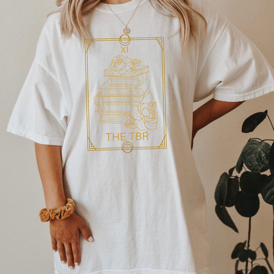 The TBR Tarot card Bookish White Comfort Colors T-Shirt