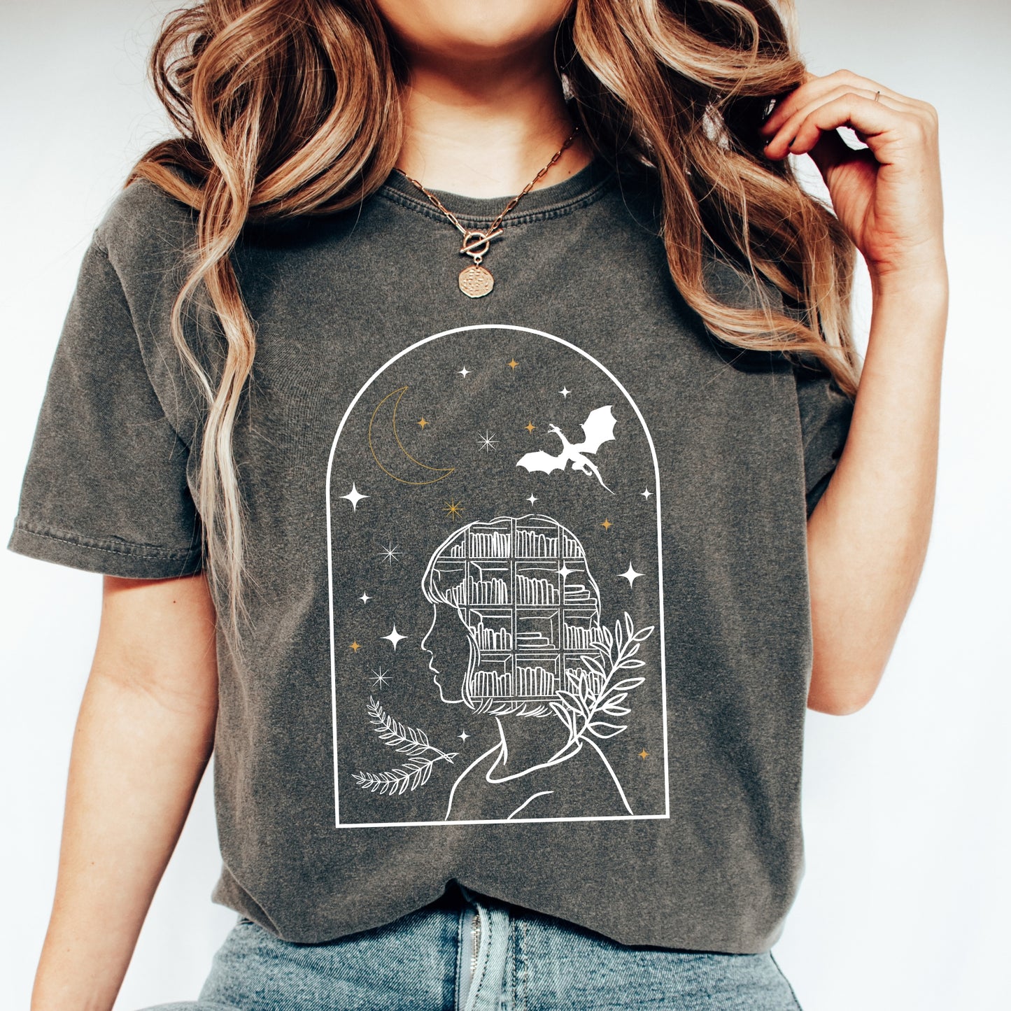 Bookish Fantasy Girl Black Pepper Comfort Colors T-Shirt