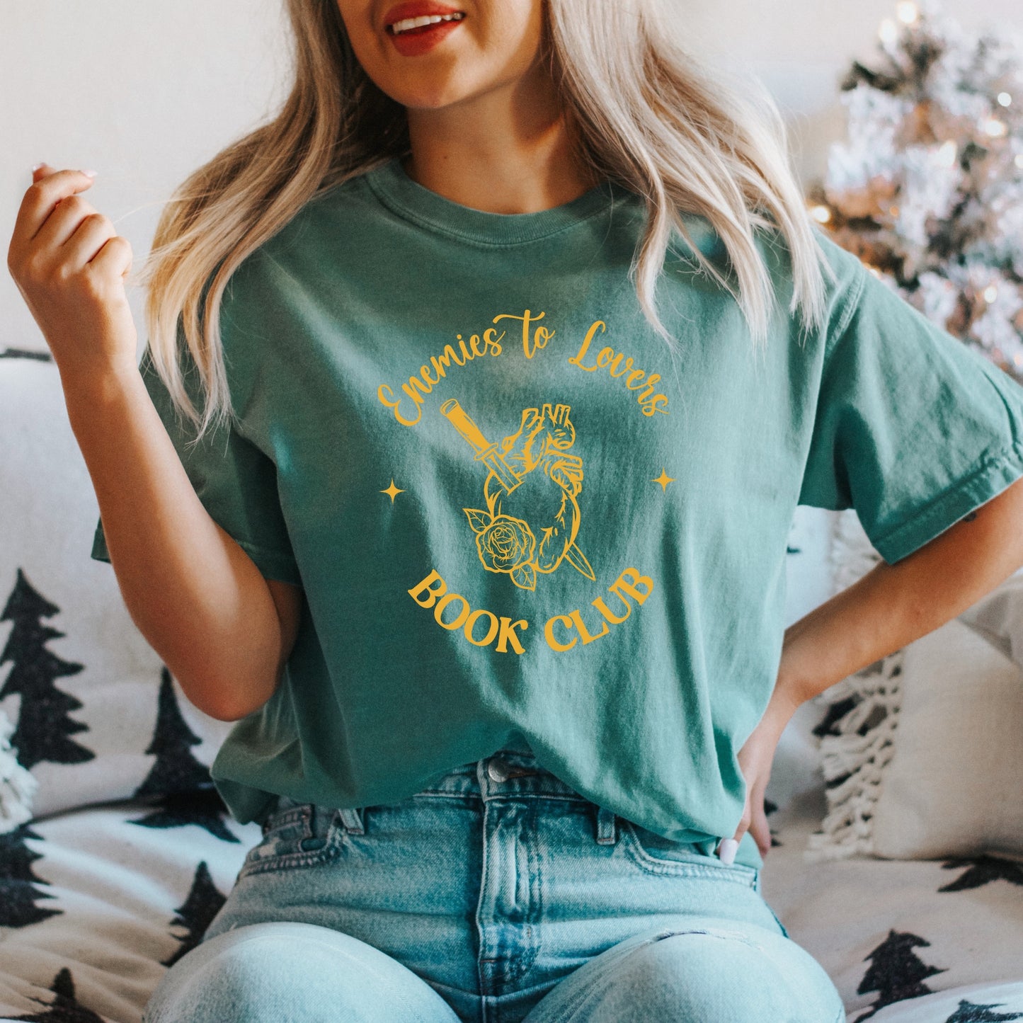 Enemies to Lovers Book Club Comfort Colors Green T-Shirt