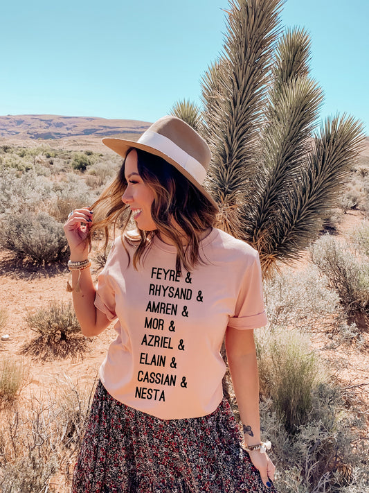 ACOTAR Squad Names T-Shirt Heather Peach