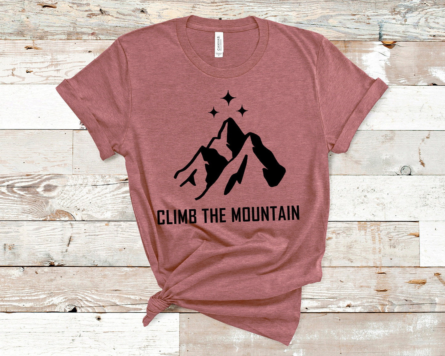 ACOSF Climb the Mountain T-Shirt Heather Mauve Ink and Stories