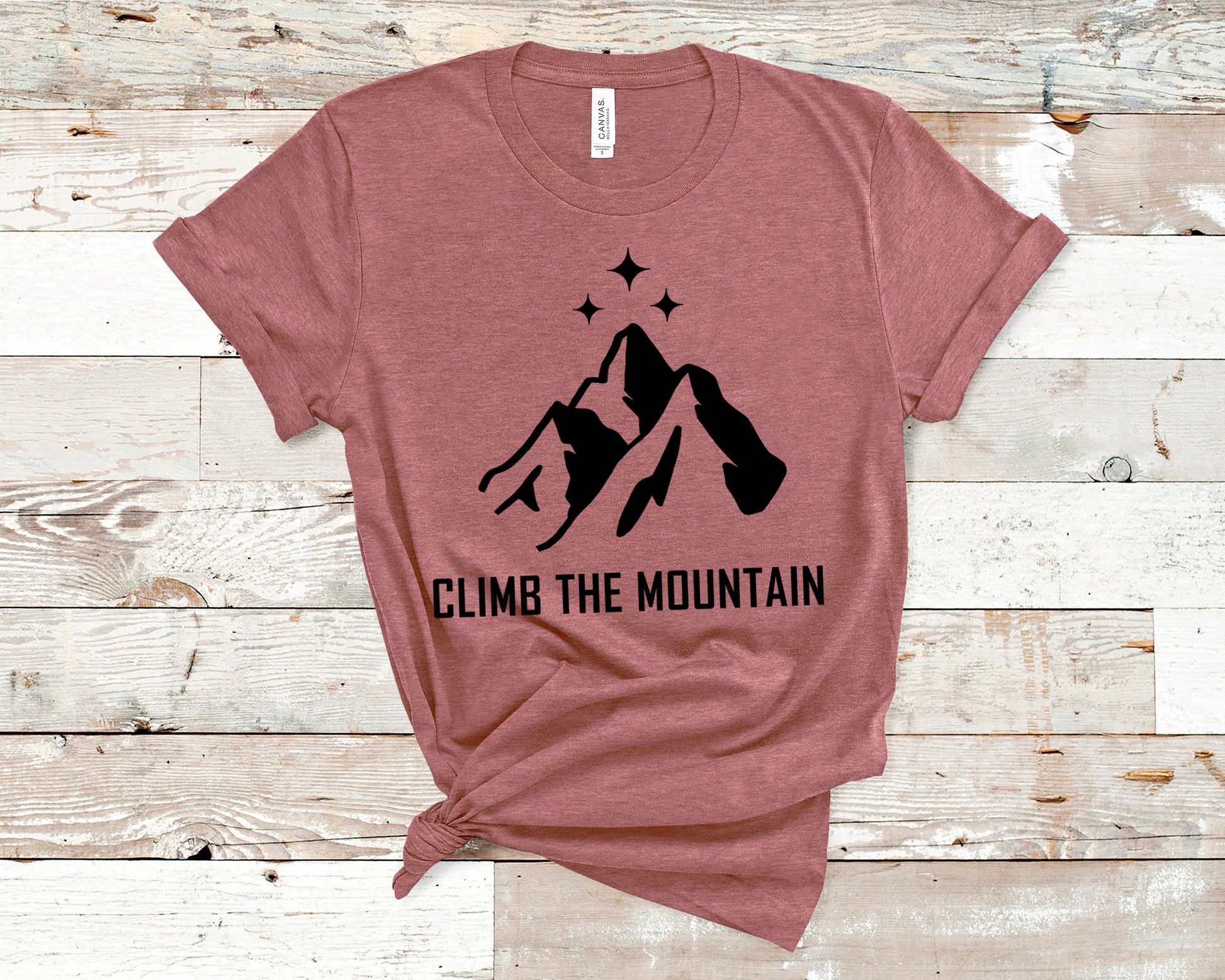 ACOSF Climb the Mountain T-Shirt Heather Mauve Ink and Stories