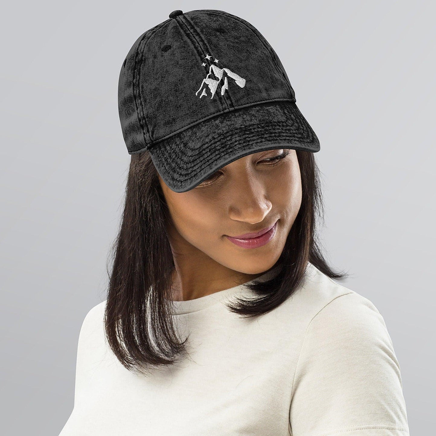 ACOTAR Night Court Mountains Black Distressed Hat