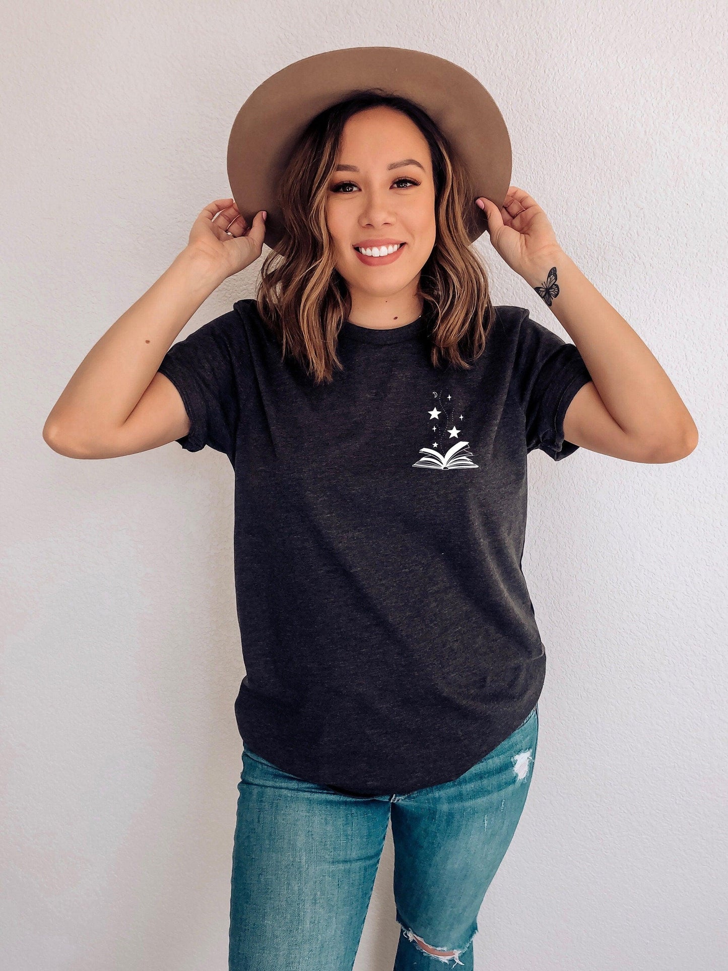 Books are magic Bookish T-Shirt Dark Grey Heather Ink and Stories