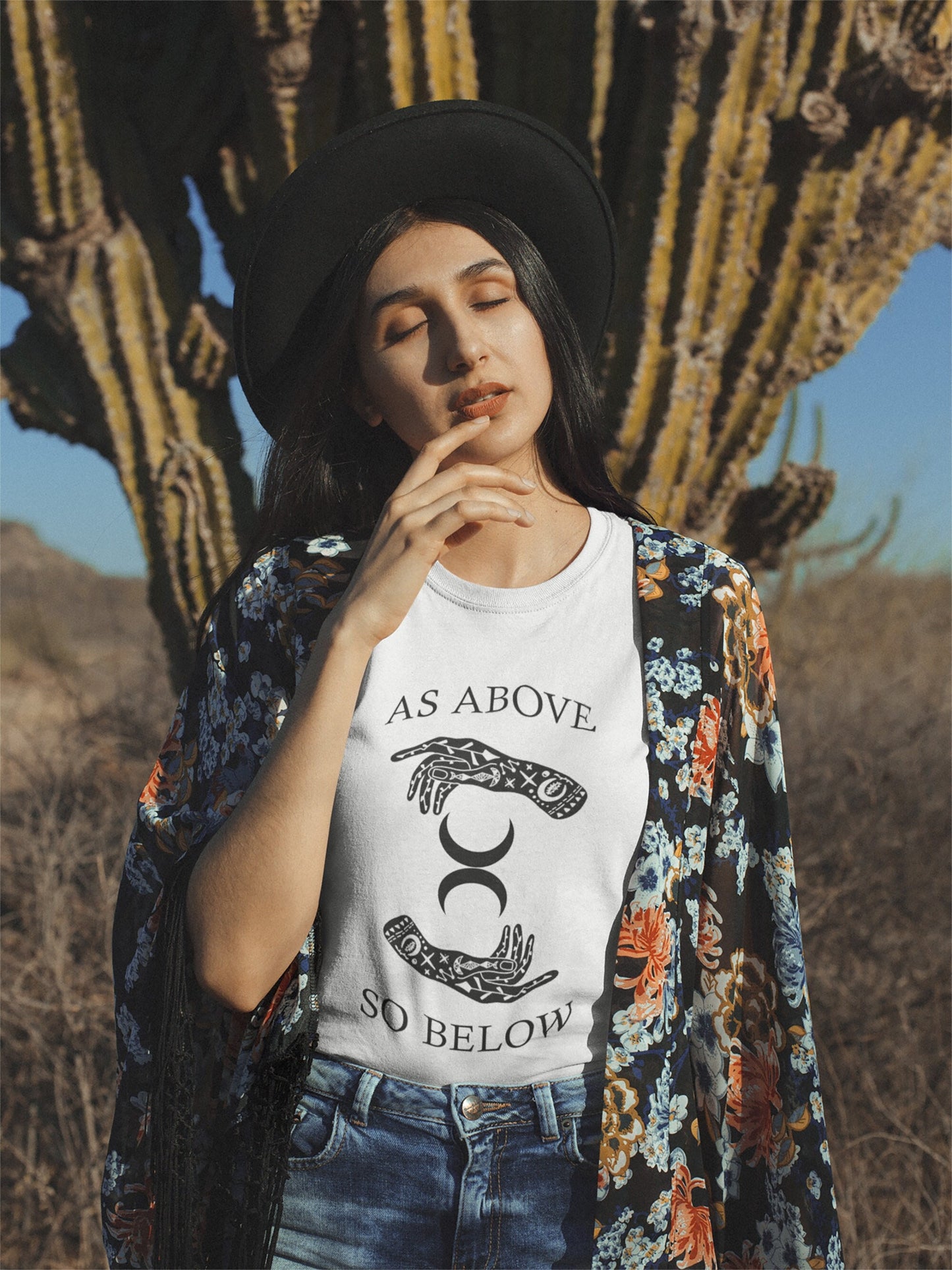 As above so below white shirt mock up ink and stories