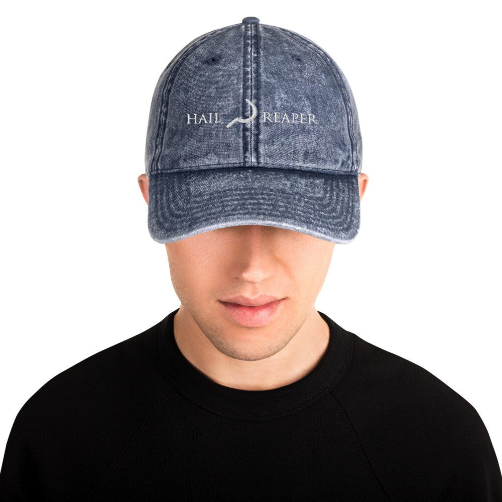 Hail Reaper blue Dad Hat ink and stories