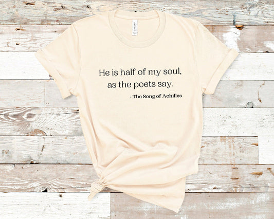 He is half my soul text Cream Shirt