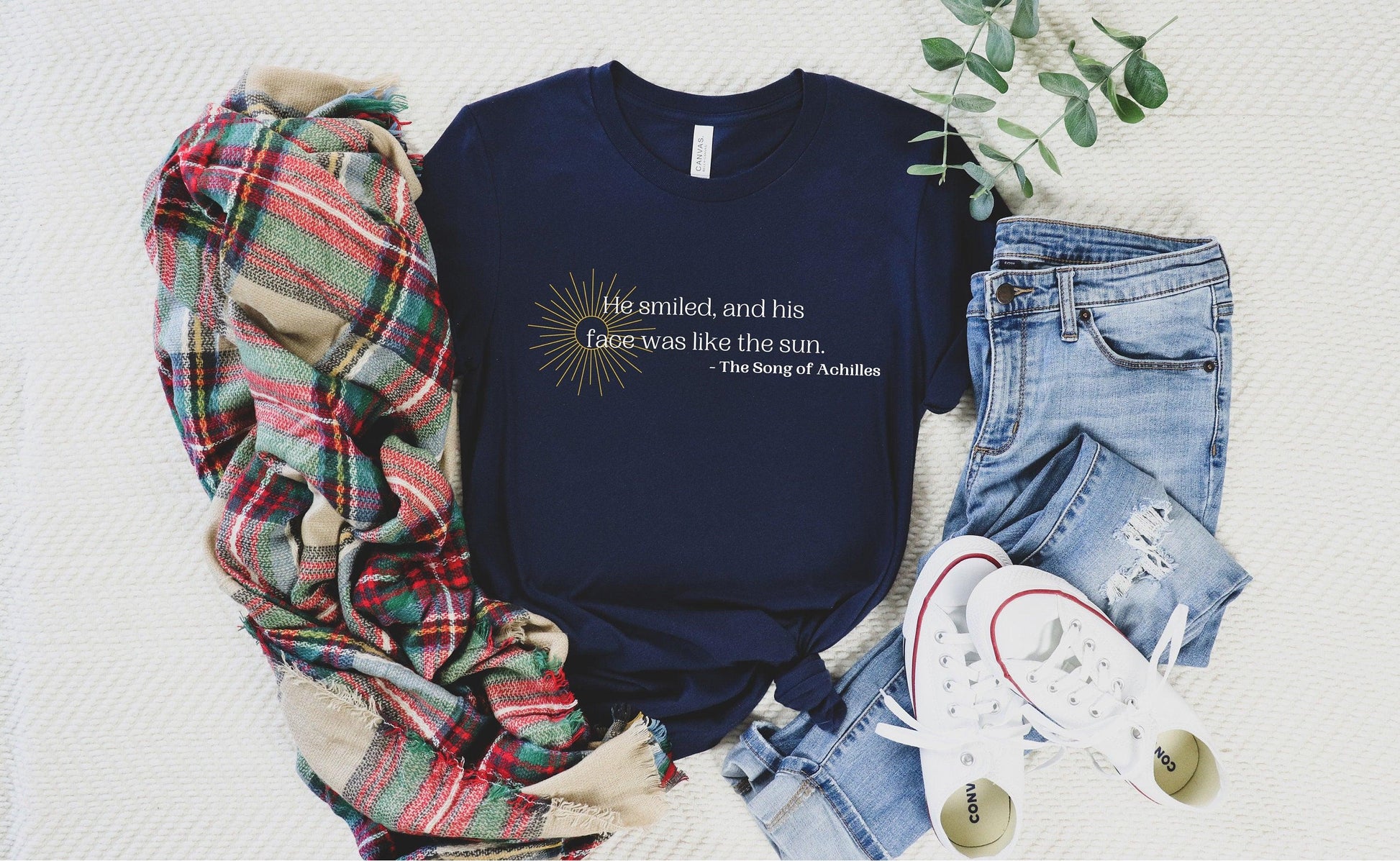 He smiled quote shirt navy blue