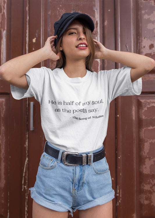 He is half my soul text White Shirt