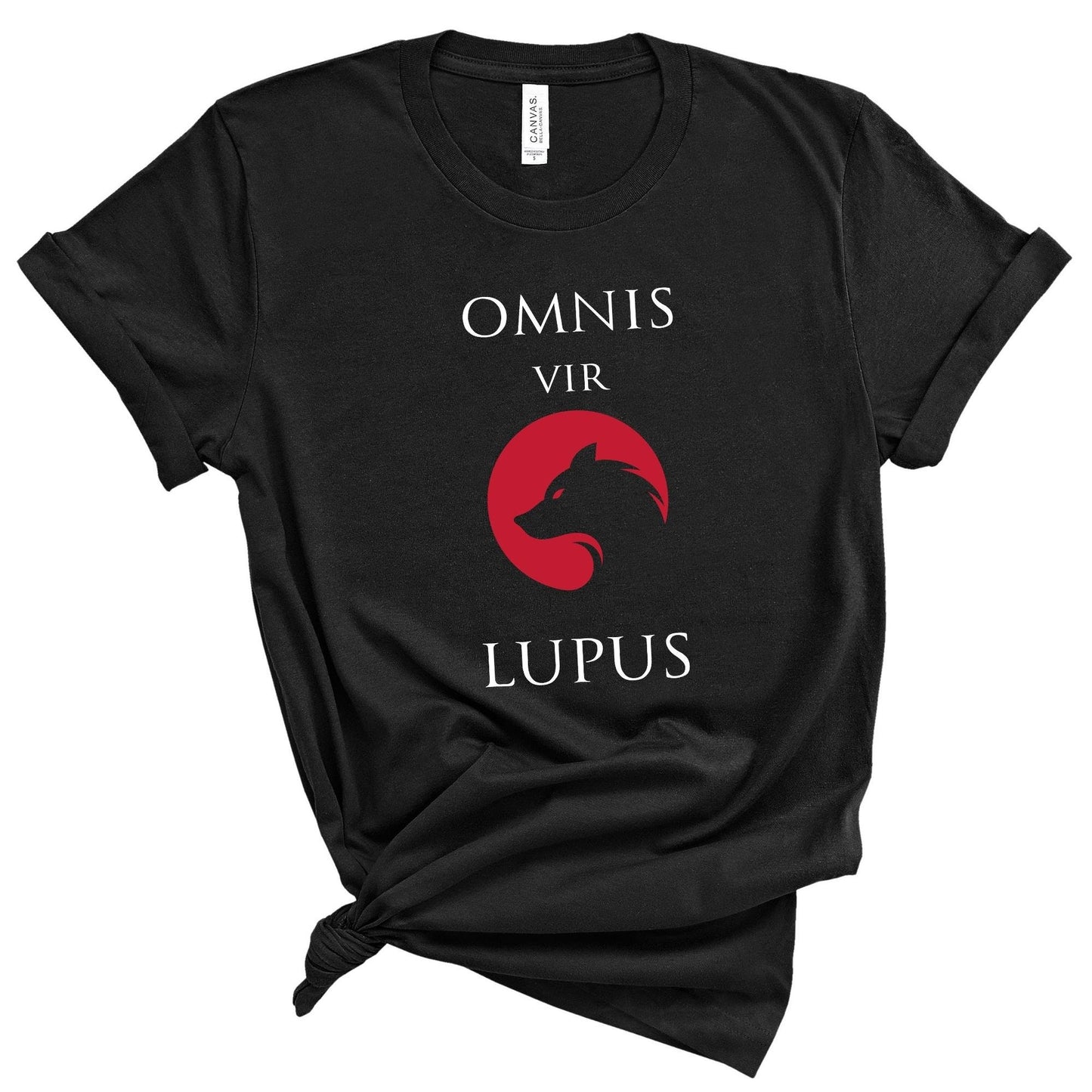 Omnis vir Lupus Red Black shirt Ink and Stories