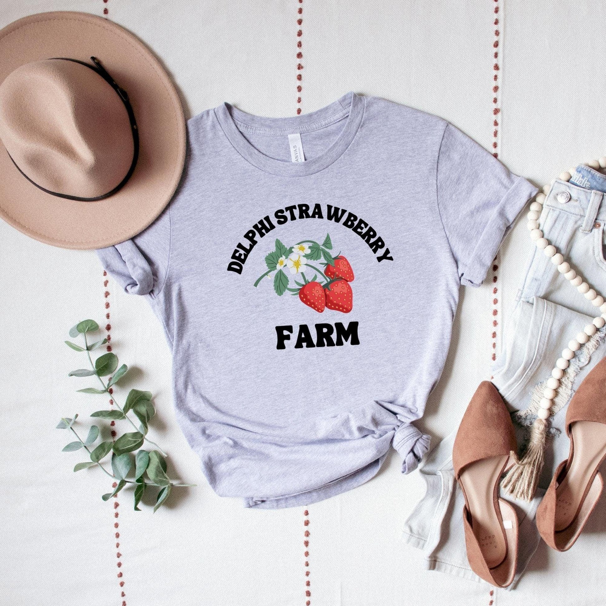 Delphi Strawberry Farm Ink and Stories Grey Shirt