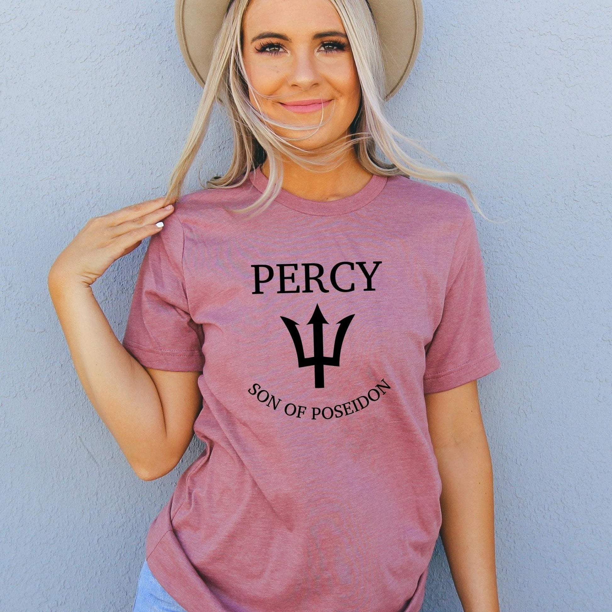Percy Son of Poseidon Heather mauve shirt ink and stories